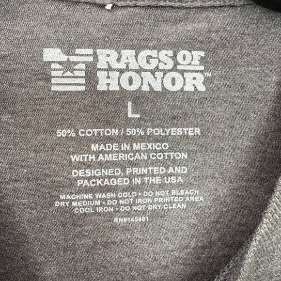 Rags Of Honor Unisex Size L Gray T-Shirt Camo Flag Design Supporting Veterans - Picture 4 of 8
